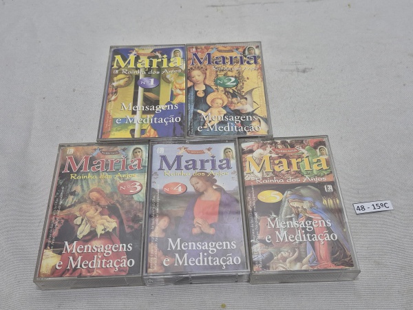 Lote de 5 fitas cassetes originais Maria - Rainha dos Anjos Vol. 1 ao 5.