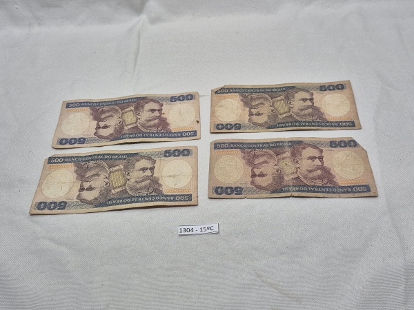 Lote de 4 cédulas de 500 Cruzeiro - Deodoro da Fonseca.