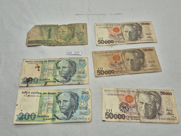 Lote de 6 cédulas diversas nacionais antigas.