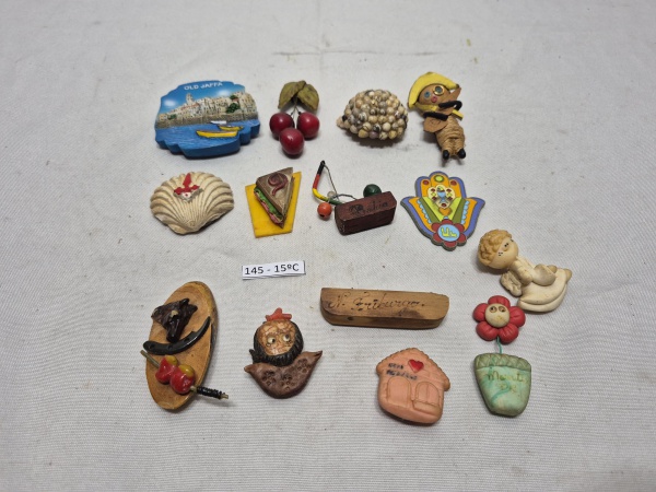 Lote de 14 imãs de geladeira diversos para colecionador.