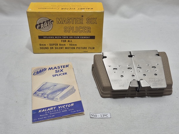 Antigo editor de filmes 8mm, super 8mm, 16mm film, slides. Craig Master Six Splicer. Acompanha manual.