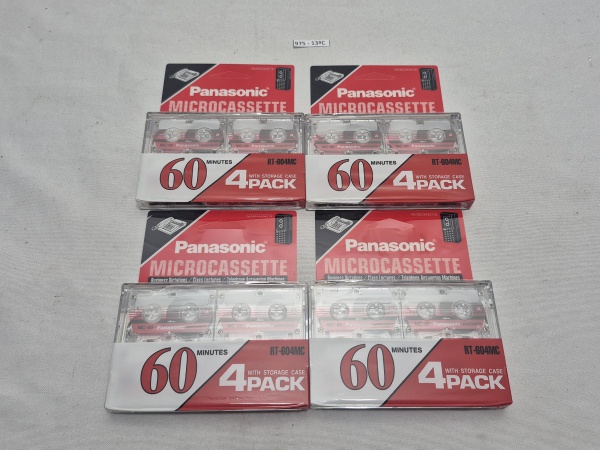 Kit de 4 pacotes com 4 fitas microcassette da Panasonic 60 minutos. RT-604MC.