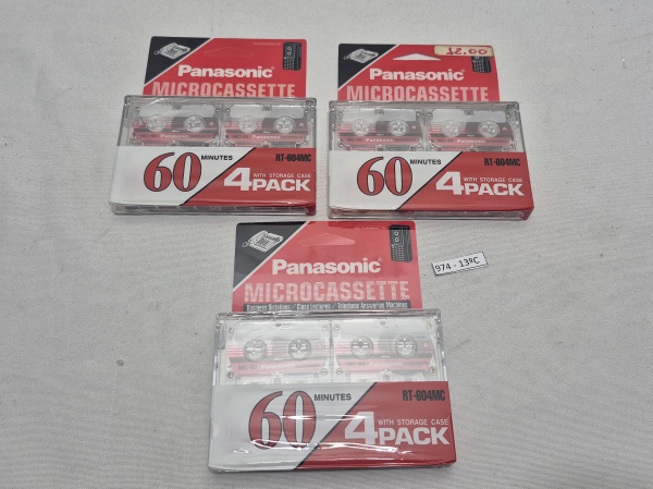 Kit de 3 pacotes com 4 fitas microcassette da Panasonic 60 minutos. RT-604MC.