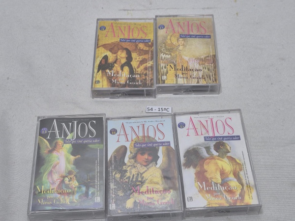 Lote de 5 fitas cassetes originais Anjos - Meditação por Mirna Grzích Vol. 11 ao 15
