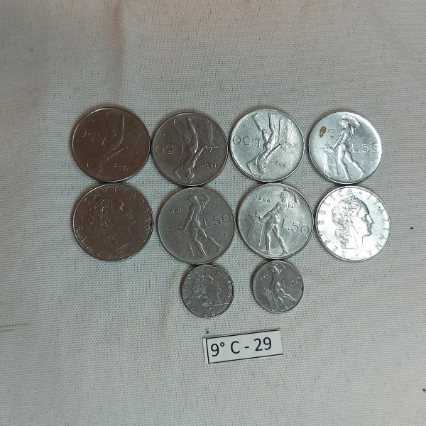 Itália - 10 moedas de 50 Liras, período República Italiana (1946 - 2001).