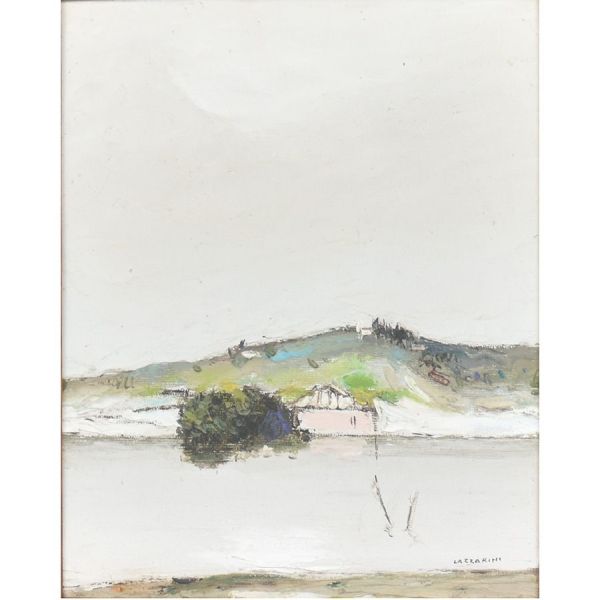 Domenico Lazzarini (1920 - 1987). `Paisagem`, o.s.t. – 27 x 22 cm MI e 53 x 48 cm ME. Assinado. Certificado da Galeria Borghese