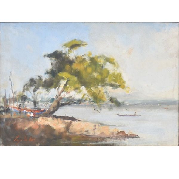 Virgílio Dias (1956) `Ponta Grossa – Pedra de Guaratiba`, o.s.t. – 38 x 55 cm MI e 69 x 85 cm ME. Assinado e datado 1988