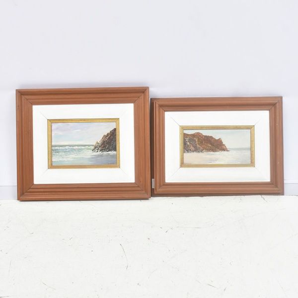 Moacir Calheiros – pendant ` Marinha`, o.s.e. - 13 x 26 cm MI e 36 x 48 cm ME. Assinado. Certificado da Galeria Borghese