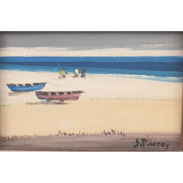Sylvio Pinto (1918 – 1997) `Marinha`, o.s.e. – 16 x 24 cm MI e 44 x 52 cm ME. Assinado frente e verso ass e datado 1973