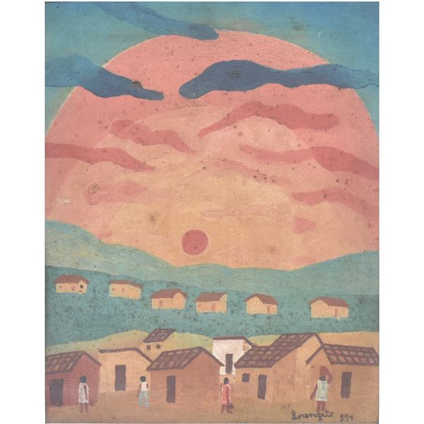 Amadeo Luciano Lorenzato (1900 —1995), `Por do sol`, o.s.e. – 50 x 40 cm MI e 73 x 62 cm ME. Assinado e datado 1974