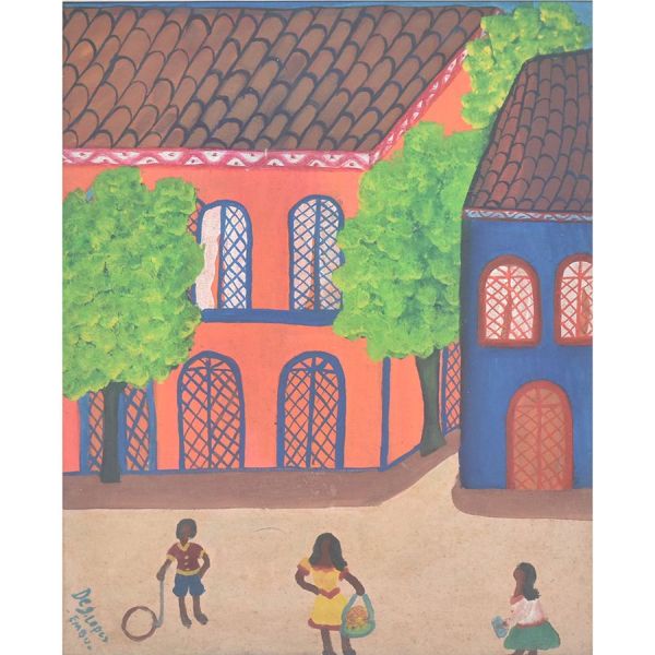 D G. Lopes - Arte Naif `Figuras na cidade de Embu`, o.s.t. - 60 x 50 cm MI e 81 x 70 cm ME. Assinado