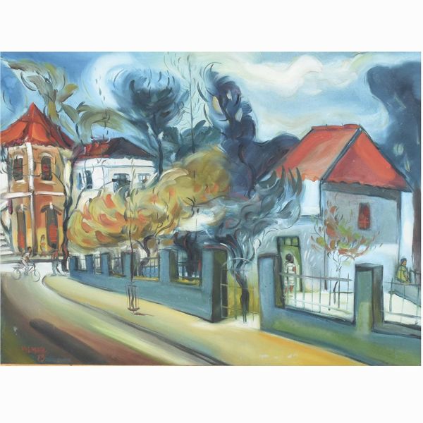 Vilmar Silva Rodrigues (1931 – 1995) `Cena urbana`, o.s.t. - 45 x61 cm MI e 70 x 87 cm ME. Assinado
