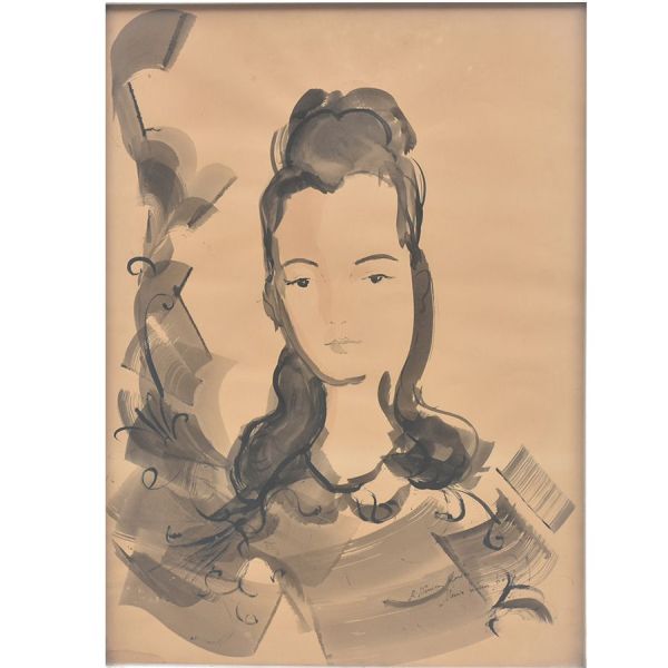 Maria Helena Andrés (1922). `Figura`, nanquim sobre papel – 66 x 47 cm MI e 68 x 49 cm ME. Assinado
