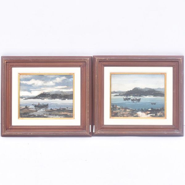Sylvio Pinto (1918 1997) Pendant Marinha, o.s.m. - 23 x 26 cm MI e 39 x 44 cm ME. Assinado