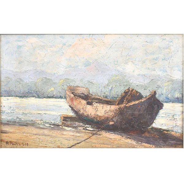 B Pinto (1887 – 1952) `Barco`, o.s.m. - 24 x 37 cm MI e 34 x 47 cm ME. Assinado e datado 1919