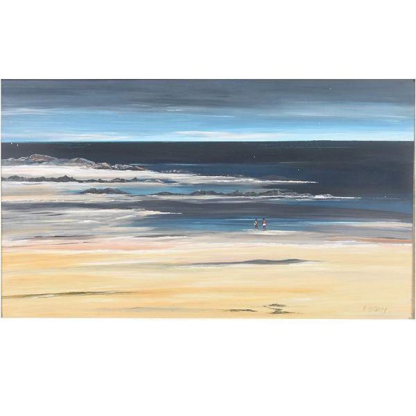 Alberto Mattera (1925) `Crianças na praia`, o.s.e. - 70 x 120 cm MI e 86 x 135 cm ME. Assinado