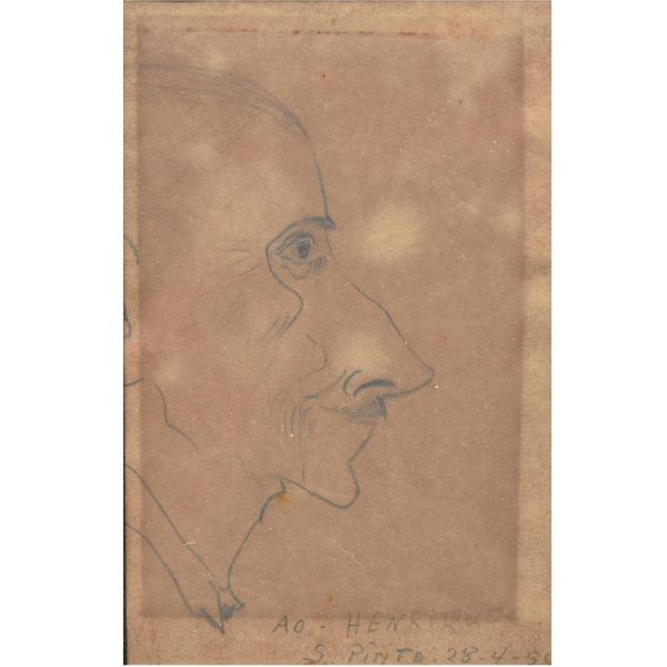 Sylvio Pinto `Figura de perfil – Desenho – 15 x 10 cm MI e 31 x 26 cm ME. Assinado