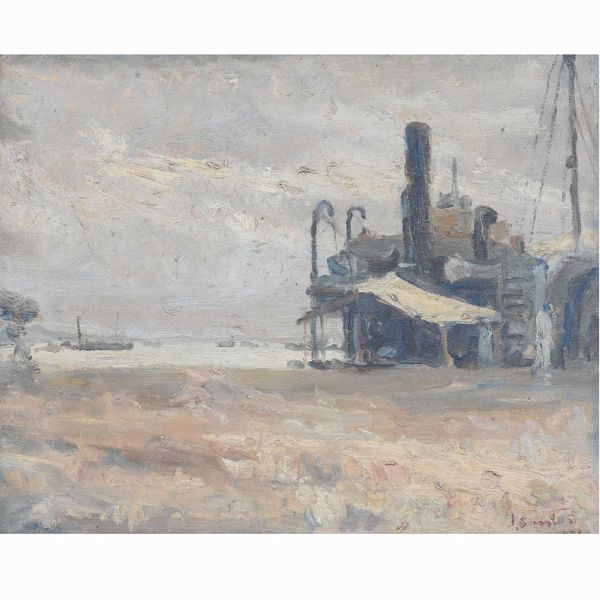 José Santos `Casa a beira mar`, o.s.t. - 34 x 41 cm MI e 60 x 68 cm ME. Assinado