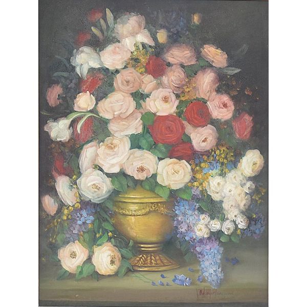 `Flores`, o.s.t. - 80 x 60 cm MI e 106 x 87 cm ME. Assinado frente e verso