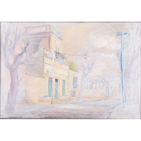 Jorge `Paisagem urbana`, Aquarela – 32 x 46 cm MI e 55 x 69 cm ME. Assinado