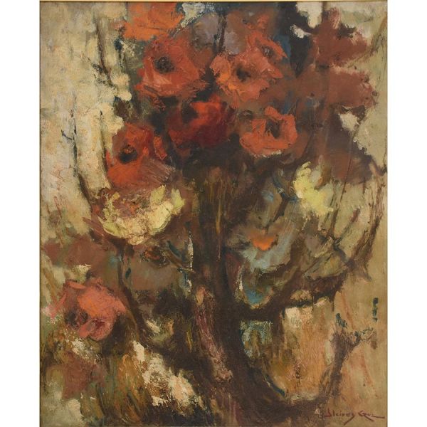 Alcides Cruz `Flores`, o.s.t. – 73 x 60 cm MI e 80 x 66 cm ME. Assinado