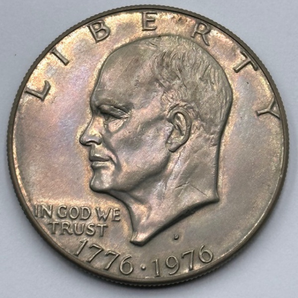 Moeda 1 dollar USA 1976, 200 aniversário dos Estado Unidos Eisenhower 1776-1976 flor de cunho