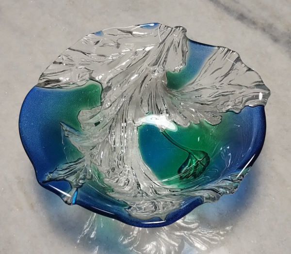 Lote 2 Antigo centro de mesa em vidro artístico estilo murano, linda peça ricamente ... Valor inicia