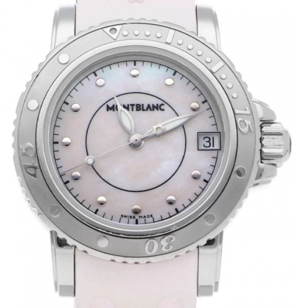 RELÓGIO: MONTBLANC SPORT LADY. MOSTRADOR MADRE PEROLA - TAMANHO: 36 MM. MOVIMENTO: AUTOMÁTICO. CAIXA: EM AÇO. OS RELÓGIOS SÃO VENDIDOS NO ESTADO DE CONSERVAÇÃO QUE SE ENCONTRAM. SÃO RELÓGIOS USADOS, O