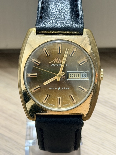 Lote 2 Mido Multi Star Automatic vintage, Swiss Made, mostrador marrom com pátina, ... Valor inicial