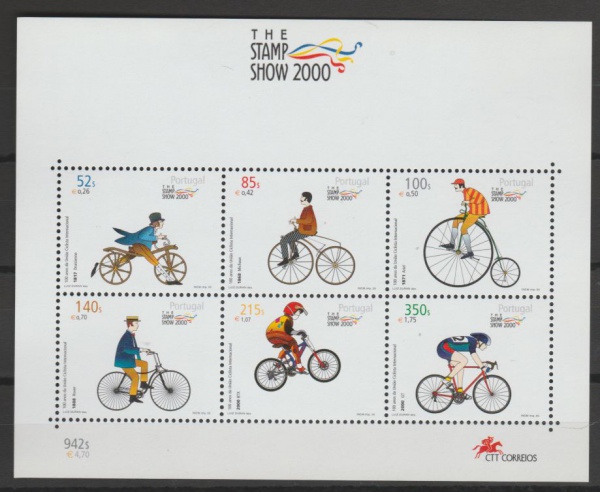 Lote 1144 PORTUGAL BLOCO MINT abaixo do facial Bicicleta Valor inicial: R$ 15,00
