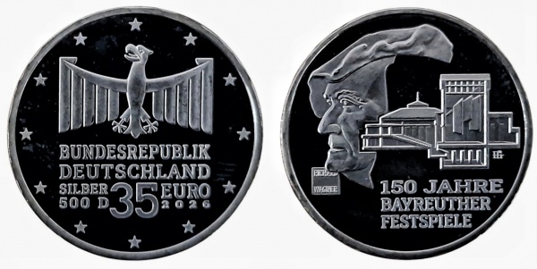 ALEMANHA 35 EUROS 2026 D. PRATA PROOF 500% 17 GRAMAS, 32.5 MM