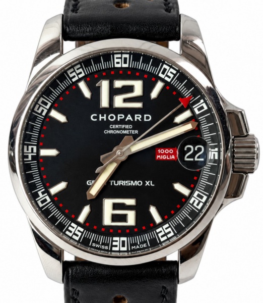 RELÓGIO: CHOPARD MILLE MIGLIA GRAN TURISMO XL. TAMANHO: 44MM. MOVIMENTO: AUTOMÁTICO. CAIXA: EM AÇO. OS RELÓGIOS SÃO VENDIDOS NO ESTADO DE CONSERVAÇÃO QUE SE ENCONTRAM. SÃO RELÓGIOS USADOS, ONDE É POSSÍVEL VERIFICAR DETALHES NA DESCRIÇÃO E FOTOS. ALGUNS PODEM PRECISAR DE REVISÃO OU ALGUM TIPO DE RESTAURO OU AJUSTES QUE TALVEZ NÃO ESTEJAM MENCIONADOS EXATAMENTE NA DESCRIÇÃO OU FOTOS. TIRE TODAS AS SUAS DÚVIDAS ANTES DE DAR SEU LANCE, POIS ELES SÃO IRREVOGÁVEIS E IRRETRATÁVEIS. POR FAVOR, LEIA OS TERMOS E CONDIÇÕES E A CAIXA DE INFORMAÇÕES DO LEILÃO EM HOME NO SITE WATCH BOSS LEILÕES, DANDO ÊNFASE ÀS INFORMAÇÕES IMPORTANTES. AO ARREMATAR O PRODUTO, VOCÊ CONCORDA COM AS DATAS, OS PRAZOS E AS REGRAS DA CASA DE LEILÕES WATCH BOSS LEILÕES. TIRE TODAS AS SUAS DÚVIDAS ANTES DE LICITAR PELO WHATSAPP: (13) 3150-1285.