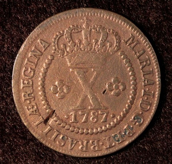 Moeda de cobre Brasil, V reis 1781, apresenta um pequen