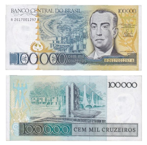 Cédula do Brasil - 100.000 Cruzeiros, Dilson Funaro e F