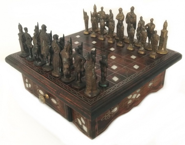 Tabuleiro de Xadrez em Marchetaria - 36x36 - A lojinha de xadrez
