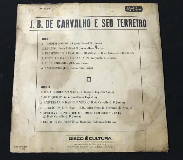 VINIL - 33 rpm. Raríssimo disco J.B. de Carvalho e seu