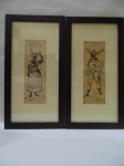 Pandant - Gravura - Sobre Debret, assinado Darcy Penteado, "Mulher e Homem". Tamanho: 022 x 7,5 cm.