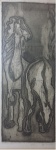 "Ana Letícia" -  Gravura, prova do artista, assinado e datado 1958. Tamanho: tela 055 x 025 - .moldura 084 x 061 cm