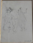 DI CAVALCANTI. Carnaval - desenho, grafite - 32 x 23 cm - assinado e datado 1950 no cid.