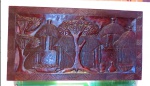 Conjunto de 2 placas de madeira  entalhada á mão manufatura africana a maior med 80 cm de comprimento
