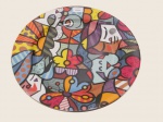 Prato medalhão  de porcelana Vista Alegre, Edição Especial, Romero Brito, 32 cm diametro