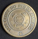 Medalha uma face em Bronze ourado  - Iate Clube do Rio de Janeiro. Parte Centra ancoras entrelaçadas . Diam.60mm