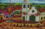 Edmar Fernandes -  quadro óleo sobre eucatex Carnaval em Olinda, Bloco Eu Acho é Pouco 20x30cm com moldura