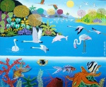 Militão dos Santos - quadro óleo sobre tela 50x60cm intitulado Beleza Ecológica, com moldura