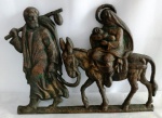Aplique em Bronze com Imagem de Jose, Maria e Menino Jesus; aprox. 31 x 22cm