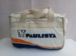 Bolsa Mochila Térmica Leite Paulista, Original, apresenta marcas de uso; aprox. 35 x 22 x 14cm