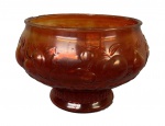 Grande vaso em vidro soprado, medindo: 20 cm alt. x 25 cm diâmetro (desgaste da cor)(no estado)