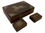 Lote com 3 caixas de madeira nobre, medindo: 15 cm x 10 cm