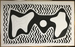 ROBERTO BURLE MARX- panneaux , tinta gráfica s/ tecido, estudo de calçadão de Copacabana, sem assinatura, medindo 155 x 97 cm.