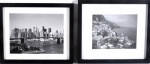 Duas gravuras em preto e branco: Mônaco e Nova Iorque. Medidas com moldura  33 x 38 e 31 x 38 cm.
